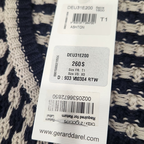 Gerard Darel Navy and White Patterned Cardigan Size 1 - Picture 10 of 15